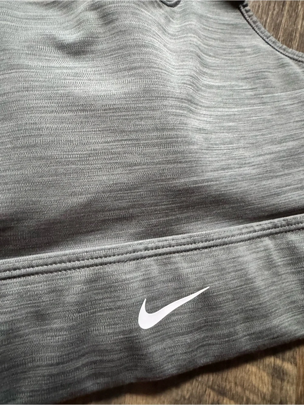 Nike Gray Racerback Sports Bra with White Swoosh